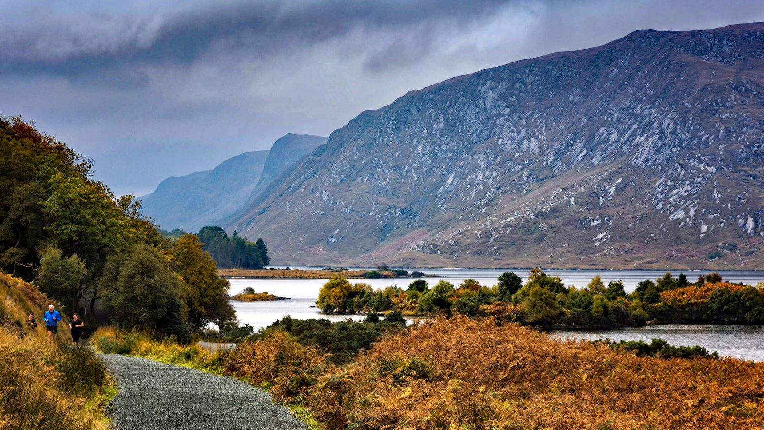 Green hills and lakes of Glenveagh, the heart of Donegal sheep country