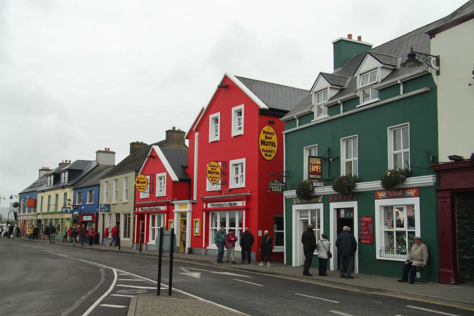 Brightly painted shopfronts on the Dingle Peninsula, County Kerry